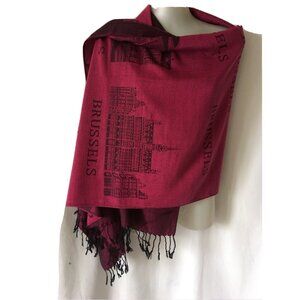 Brussels Women Scarf Pashmina Wrap Red Dual Cotton Viscose Blend Tassels 65*27"
